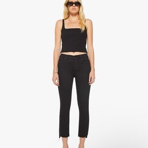 MOTHER Insider Crop Step Fray Jeans-Black